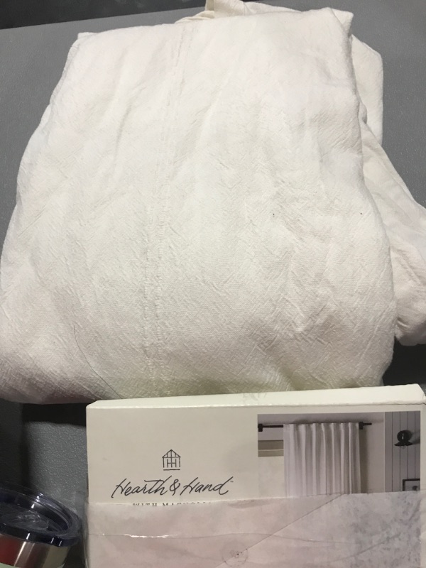 Photo 1 of 95" Tonal Texture Curtain Panel Sour Cream - Hearth & Hand™ with Magnolia
