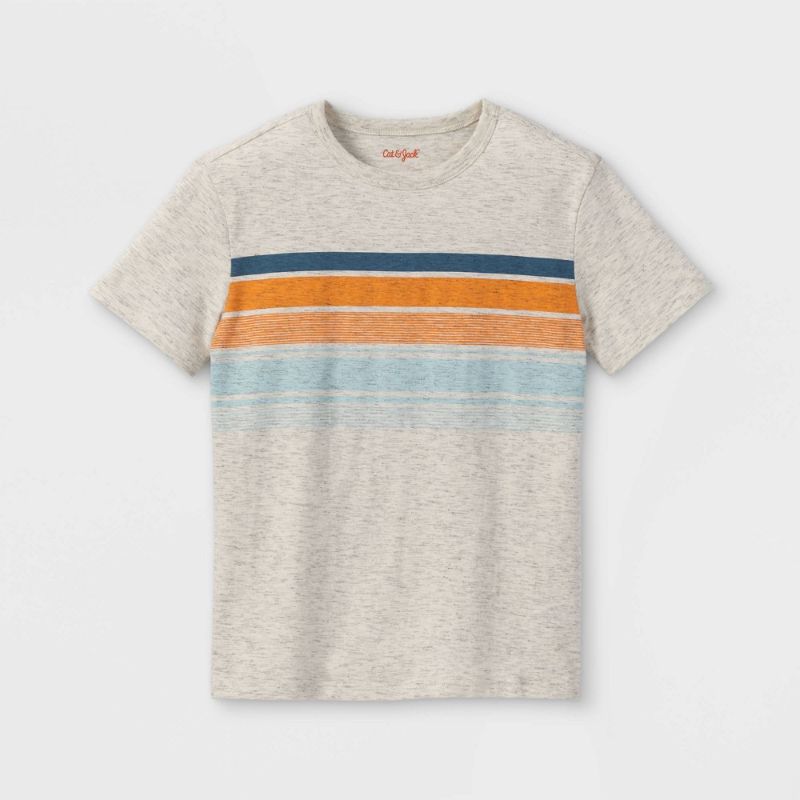 Photo 1 of Boys' Chest Striped Short Sleeve T-Shirt - Cat & Jack XSMALL