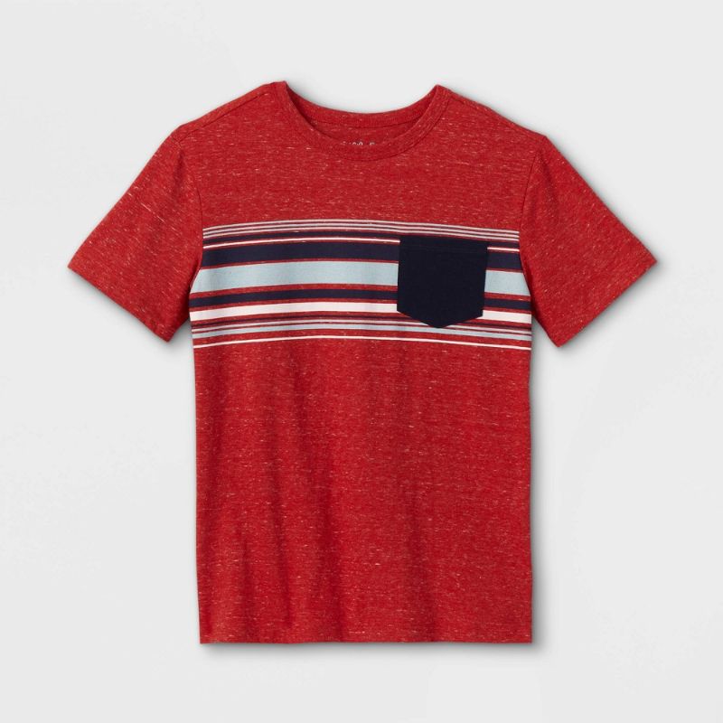 Photo 1 of Boys' Chest Striped Pocket Short Sleeve T-Shirt - Cat & Jack XSMALL