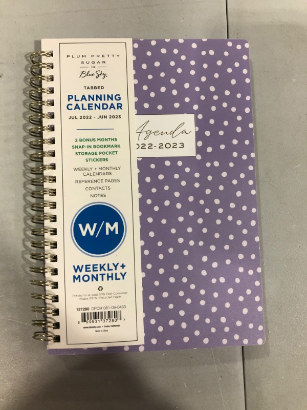 Photo 2 of 2022-23 Academic Planner Weekly/Monthly 5"x8" Brushed Dots Lavender - Plum Pretty Sugar for Blue Sky
