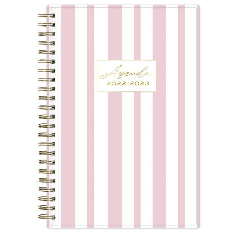 Photo 1 of 2022-23 Academic Planner Weekly/Monthly Sugar 5"x8" Asymmetrical Vertical Stripes Pink - Blue Sky

