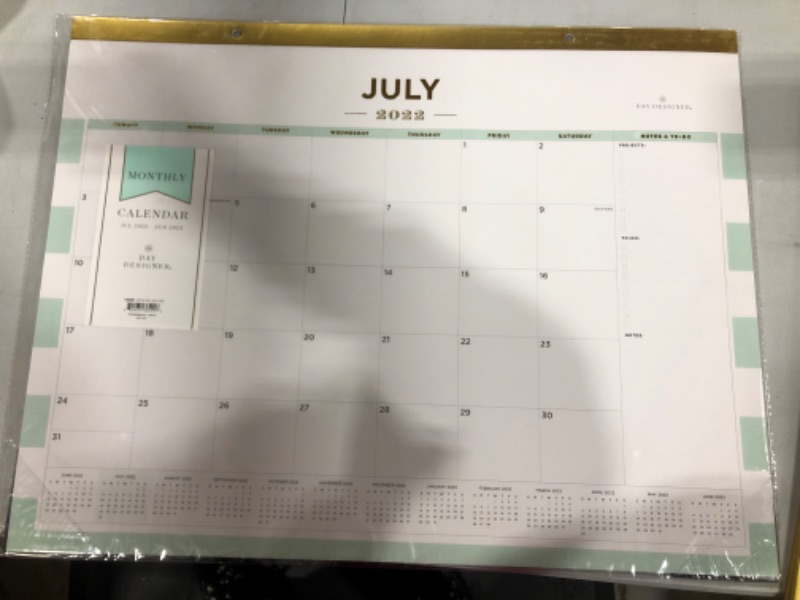Photo 2 of 2022-23 Academic Desk Pad Calendar 22"x17" Rugby Stripe Mint - Day Designer
