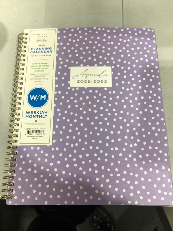 Photo 2 of 2022-23 Academic Planner Weekly/Monthly Sugar 8.5"x11" Brushed Dot Lavender - Blue Sky
