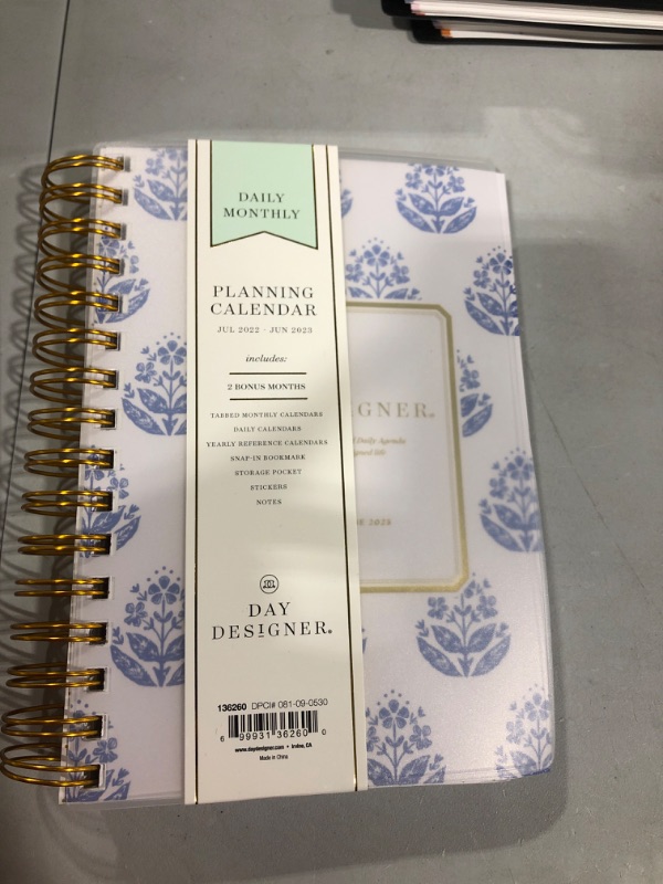 Photo 2 of 2022-23 Academic Planner Daily/Monthly Frosted 5"x8" Block Print White on Periwinkle - Day Designer


