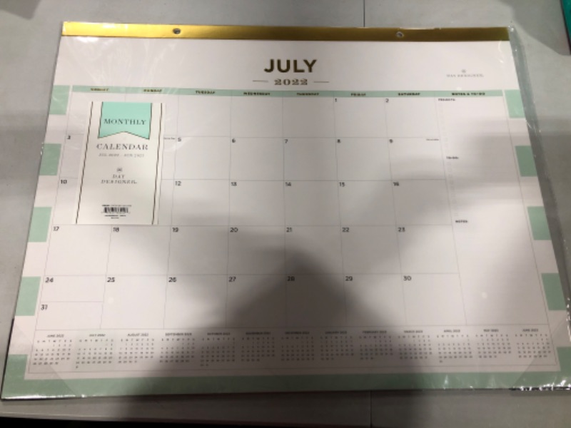 Photo 2 of 2022-23 Academic Desk Pad Calendar 22"x17" Rugby Stripe Mint - Day Designer

