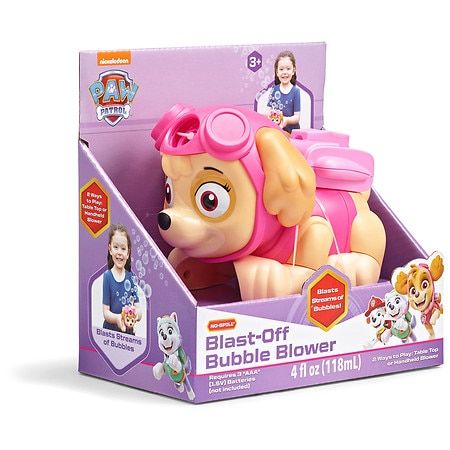 Photo 1 of 6.5 Inch Paw Patrol Skye Blast-Off Bubble Blower Machine with Fubble Bubble Solution
