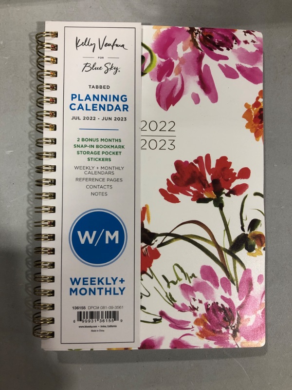 Photo 2 of 2022-23 Academic Planner Weekly/Monthly Printed 5"x8" Dahlias - Kelly Ventura for Blue Sky


