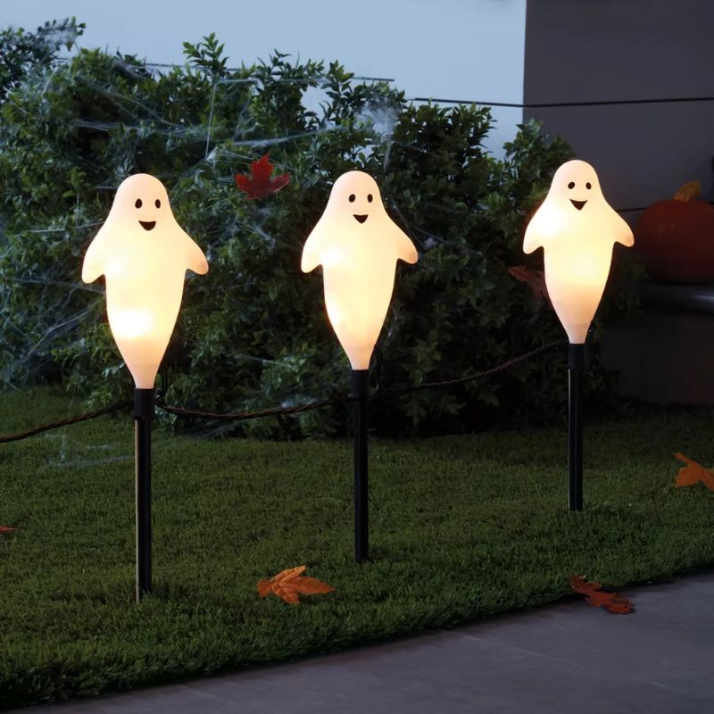 Photo 1 of 5ct Incandescent Clear Ghost Halloween Pathway Stake Lights - Hyde & EEK! Boutique