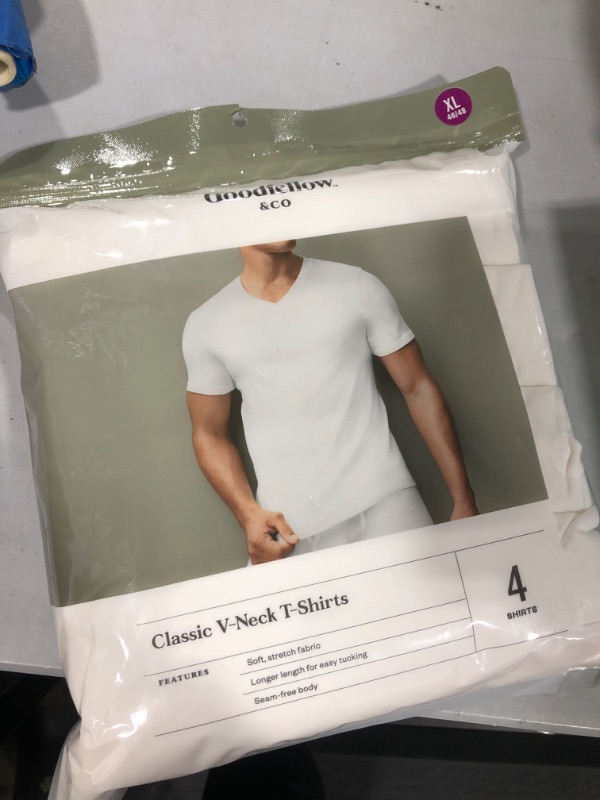 Photo 1 of Men's 4pk V-Neck T-Shirt - Goodfellow & Co size xlarge

