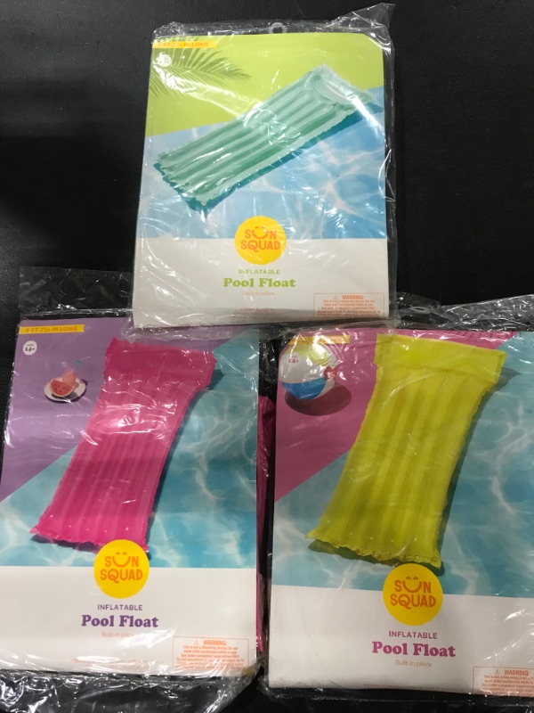 Photo 2 of [3 Pack] Pool Float Color May Vary - Sun Squad [Pink, Green, & Yellow]