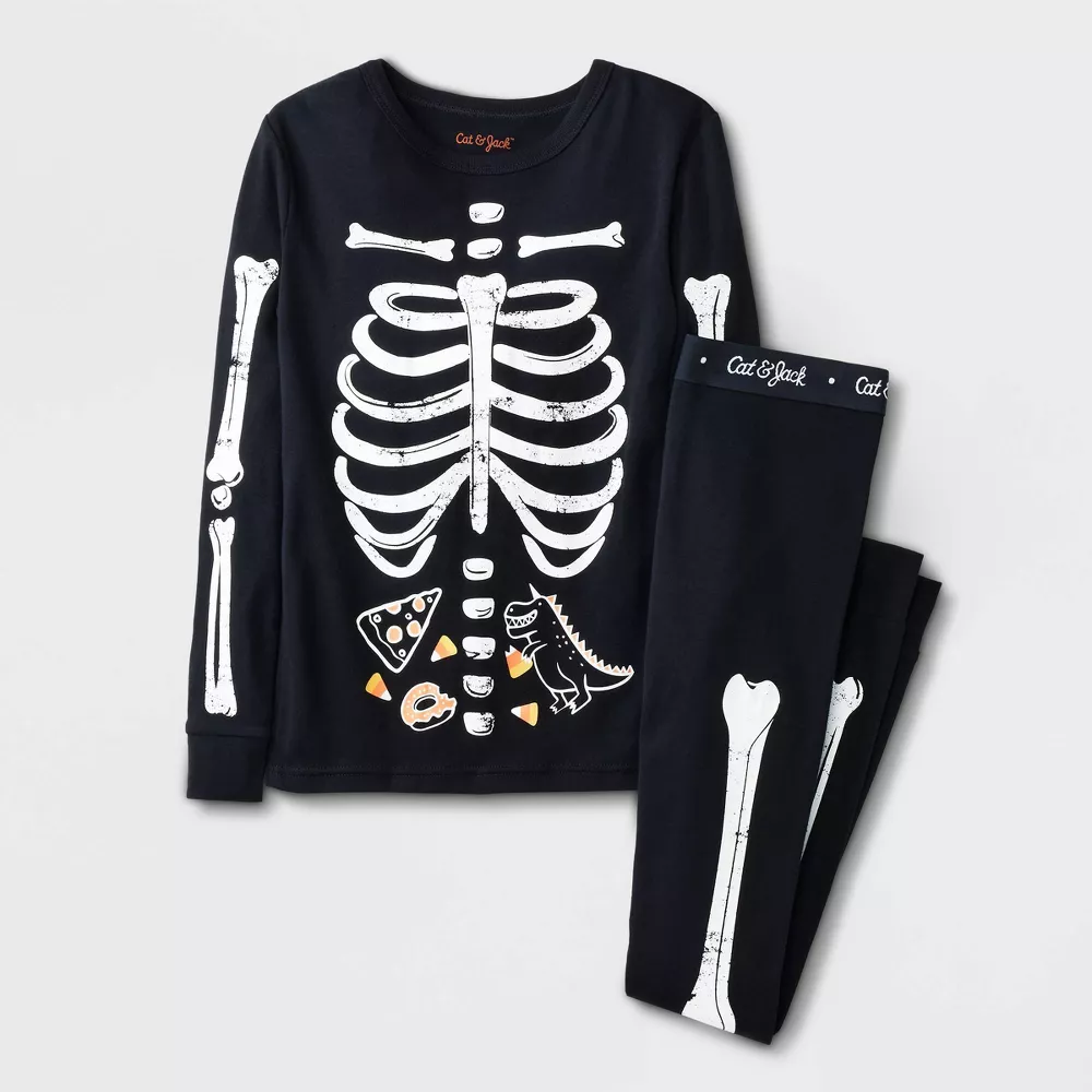 Photo 1 of [Size 8] 2pc Skeleton 100% Cotton Pajama Set - Cat & Jack™ Black

