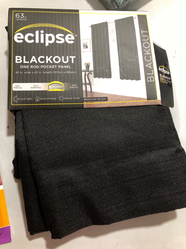 Photo 2 of 1pc Blackout Braxton Thermaback Window Curtain Panel - Eclipse

