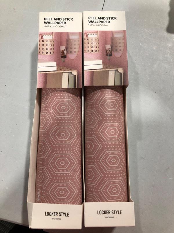 Photo 1 of 2 rolls - Locker Wallpaper Neutral Boho Pink - U Brands

