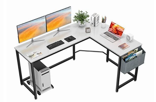 Photo 1 of  L Shaped Desk 58’’ Computer Corner Desk Gaming Desk PC Table Writing Desk Large L Study Desk Home Office Workstation Modern Simple Multi-Usage Desk with Storage Bag Space-Saving Wooden Table
