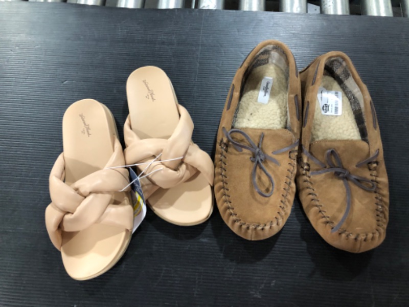 Photo 1 of beige sandals 6 1/2/ men's slippers 9 
