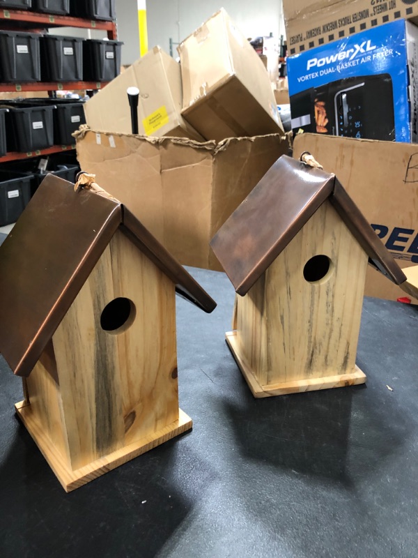 Photo 1 of 2pck 12.4" X 7" Wood and Iron Bird House Brown - Smith & Hawken