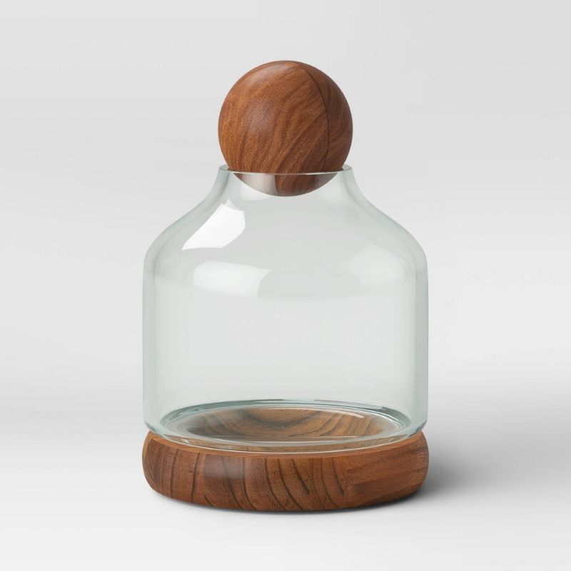 Photo 1 of 10" Recycled Glass/Wood Terrarium Blue - Smith & Hawken