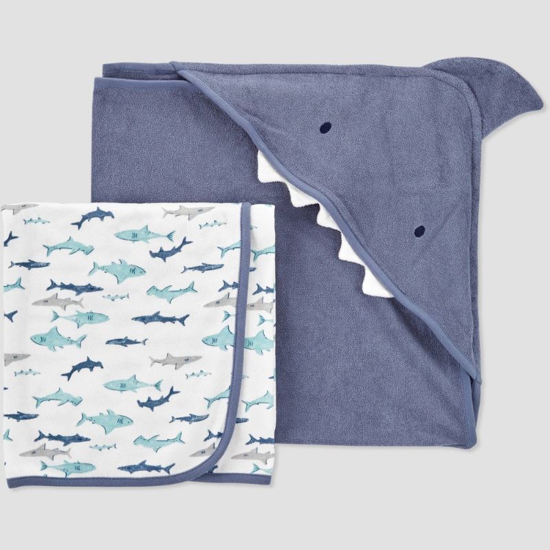 Photo 1 of Baby Boys' Shark Hooded Bath Towel - Just One You® Made by Carter's White
