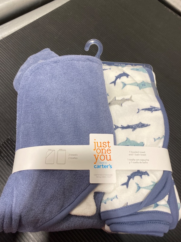 Photo 2 of Baby Boys' Shark Hooded Bath Towel - Just One You® Made by Carter's White
