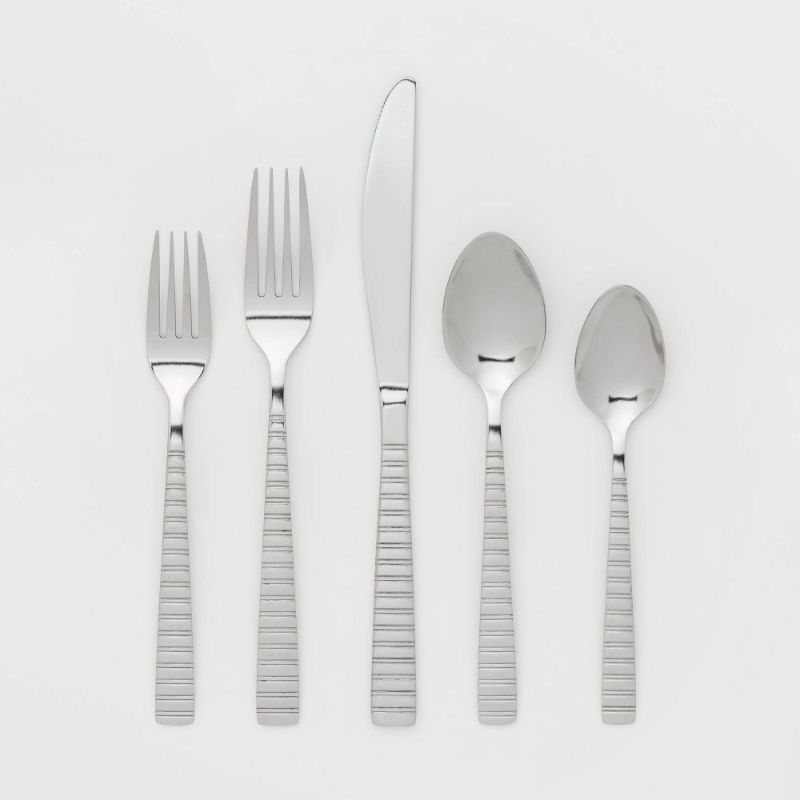 Photo 1 of 20pc Stainless Steel Striped Silverware Set - Room Essentials™
