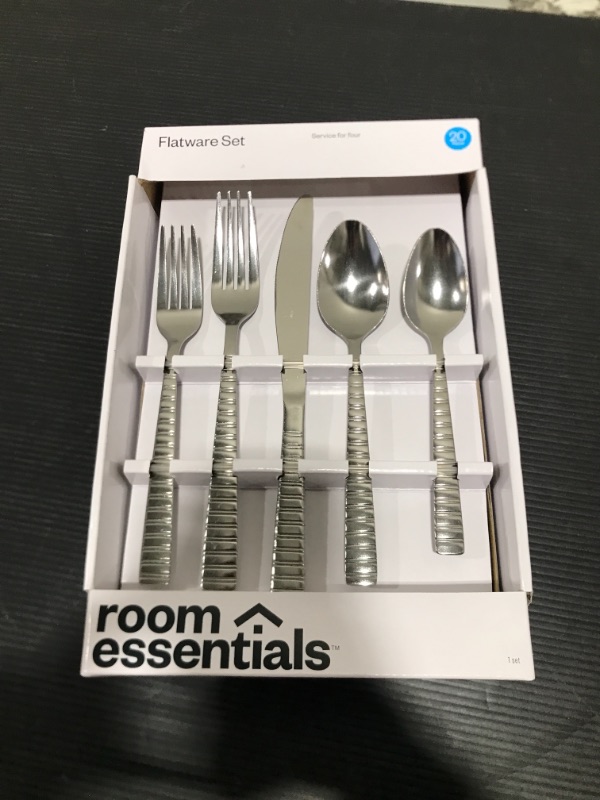 Photo 2 of 20pc Stainless Steel Striped Silverware Set - Room Essentials™
