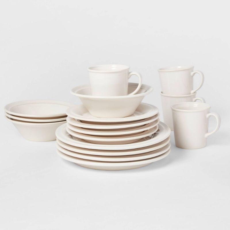 Photo 1 of 16pc Porcelain Square Dinnerware Set White - Threshold™

