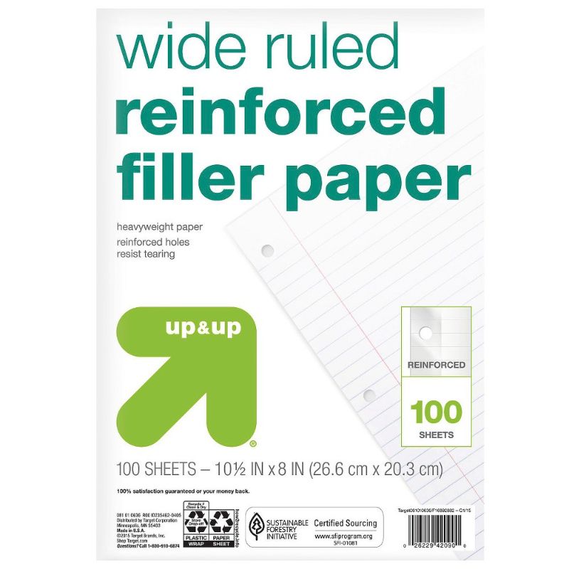 Photo 1 of 10 PACK 100ct Wide Ruled Reinforced Filler Paper - up & up™
