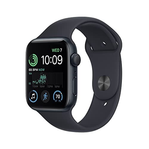 Photo 1 of Apple Watch SE (2nd Gen) [GPS 44mm] Smart Watch W/Midnight Aluminum Case & Midnight Sport Band - M/L. Fitness & Sleep Tracker, Crash Detection, Heart
