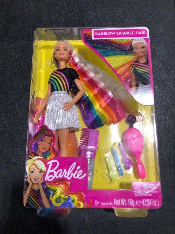 Photo 1 of Barbie Rainbow Sparkle Hair Doll Blonde with Accessories
