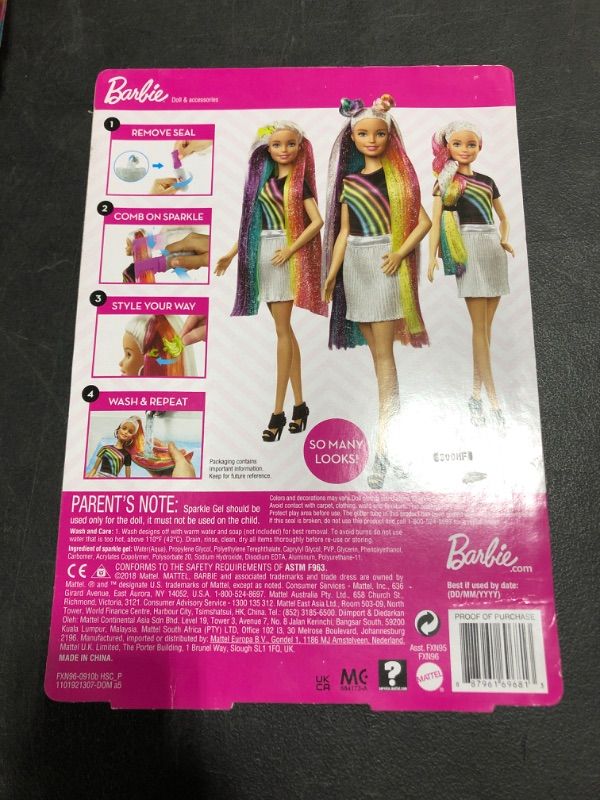 Photo 1 of Barbie Rainbow Sparkle Hair Doll Blonde with Accessories
