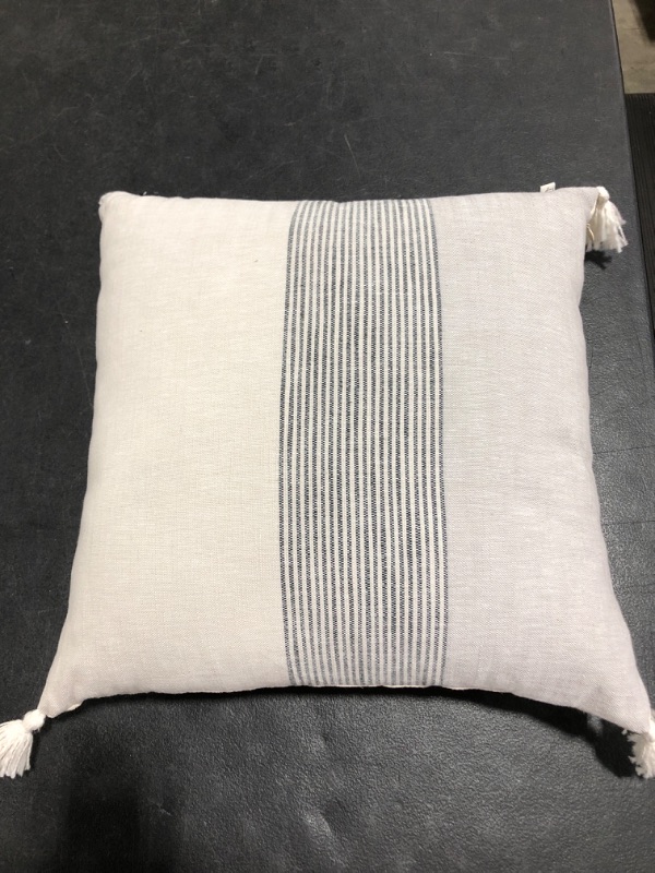 Photo 1 of 18" x 18" Center Stripes Tassel Throw Pillow Gray - Hearth & Hand™ with Magnolia

