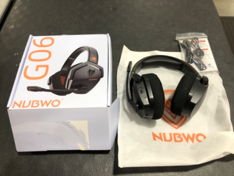 Photo 2 of NUBWO G06 Wireless Gaming Headset with Microphone for PS5, PS4, PC, Mac, 3-in-1 Gamer Headphones with Mic, 2.4GHz Wireless for Playstation Console, Bluetooth Mode for Switch, Wired Mode for Controller. OPEN BOX. 

