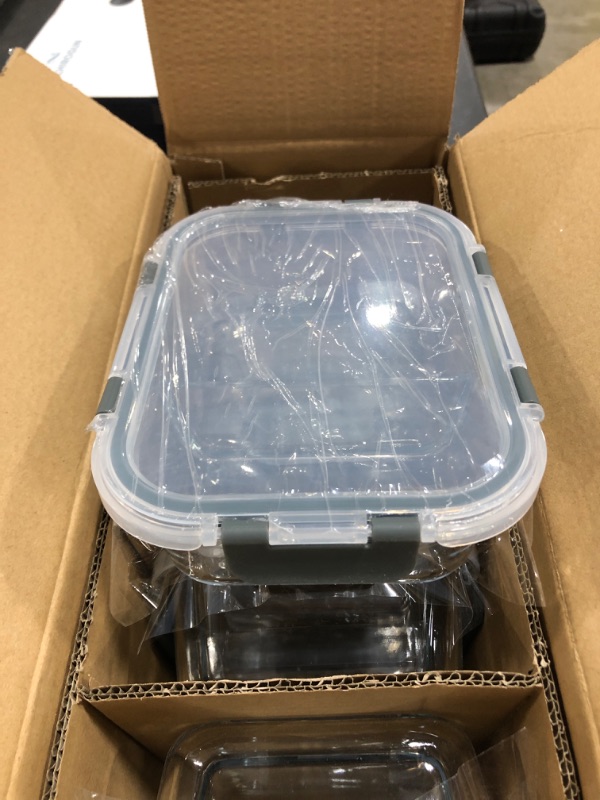 Photo 3 of [5-Pack,36 Oz]Glass Meal Prep Containers 2 Compartments Portion Control with Upgraded Snap Locking Lids Glass Food Storage Containers, Microwave, Oven, Freezer and Dishwasher (4.5 Cups). OPEN BOX. 
