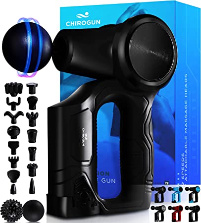 Photo 1 of CHIROGUN Massage Gun, Deep Tissue Percussion Muscle Massager Gun, Muscle Massage Gun - Excellent Men's Gift (Chirogun Specular Black). OPEN BOX. 
