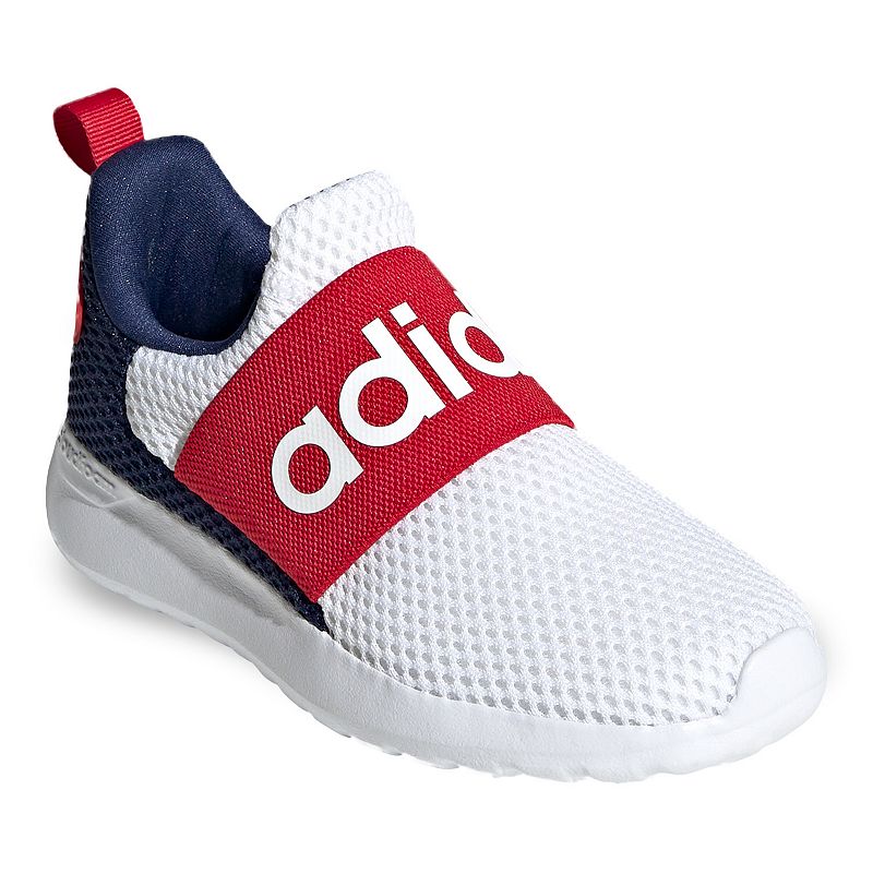 Photo 1 of Adidas Big Kids' Essentials Lite Racer Adapt 4.0 Casual Shoes in White/Cloud White Size 5.0. STAIN ON TOE.
