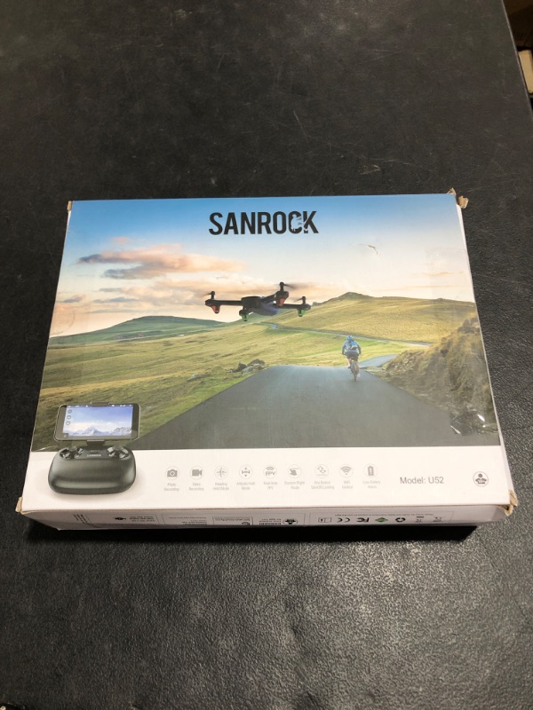 Photo 4 of SANROCK U52 Drone with 1080P HD Camera for Adults Kids, WiFi Live Video FPV Drones RC Quadcopters for Beginners, Gesture Control, Gravity Sensor, Altitude Hold, 3D Flip, Custom Route, One Key Backward. OPEN PACKAGE. 
