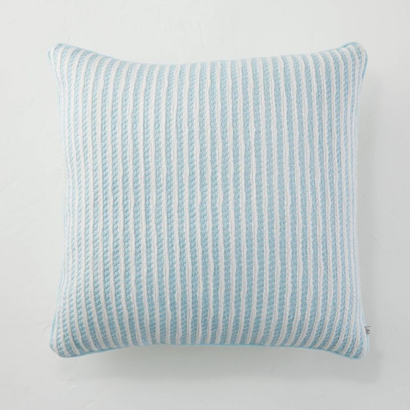 Photo 1 of 24" X 24" Ticking Stripe Indoor/Outdoor Square Throw Pillow - Hearth & Hand™ with Magnolia
