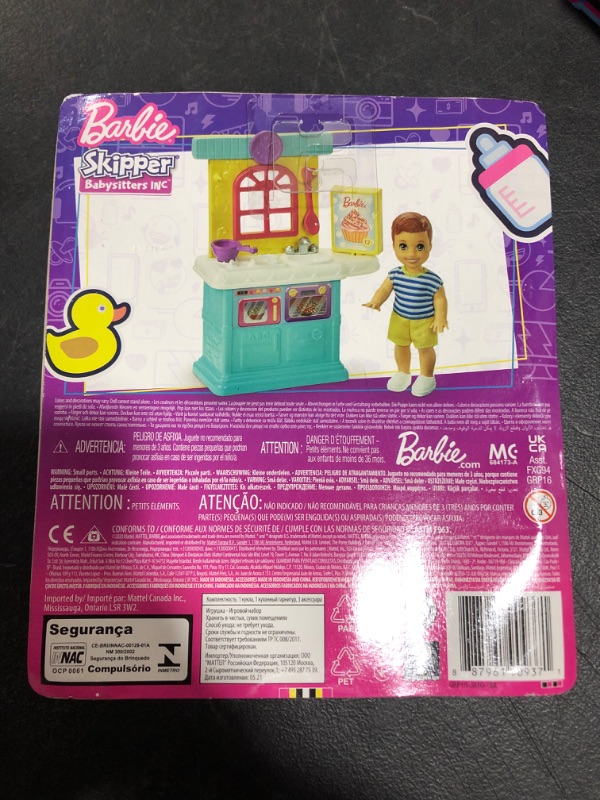 Photo 3 of Barbie Skipper Babysitters Inc. Accessories Set with Small Toddler Doll & Kitchen Playset Plus Dessert Mix Box Bowl & Spoon Gift for 3 to 7 Year Ol
