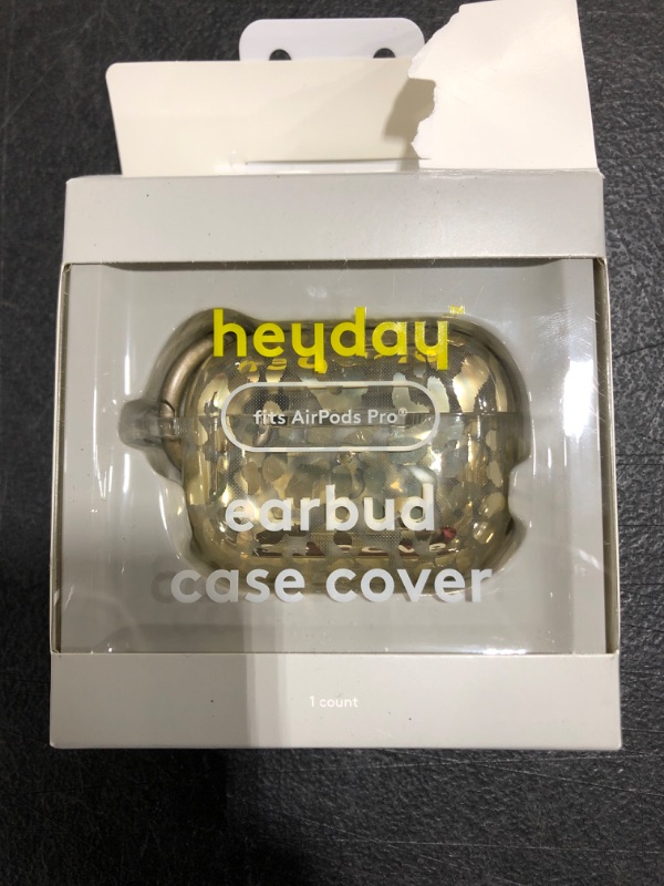 Photo 2 of Heyday Apple AirPods Pro Silicone Case with Clip - Leopard Print Gold. OPEN BOX. 
