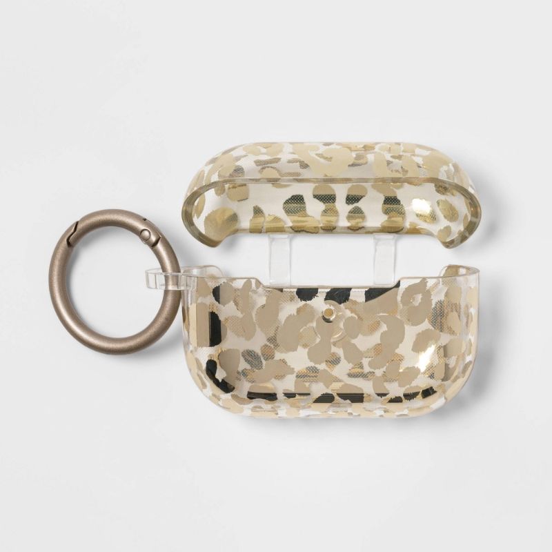 Photo 1 of Heyday Apple AirPods Pro Silicone Case with Clip - Leopard Print Gold. OPEN BOX. 
