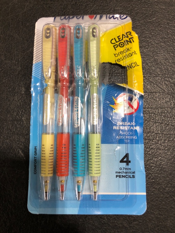 Photo 2 of Paper Mate Clearpoint Mechanical Pencils HB #2 (0.7 Mm) Assorted Barrels 4 Count. OPEN PACKAGE. 
