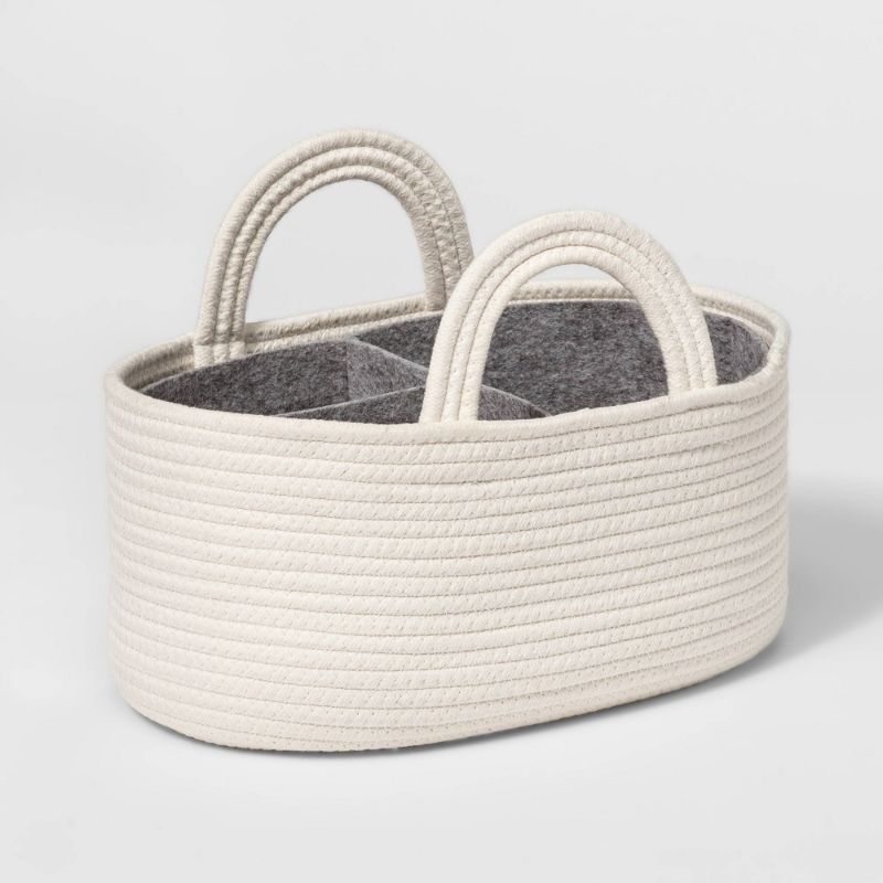 Photo 1 of Coiled Rope Diaper Caddy with Dividers - Cloud Island™ Cream
