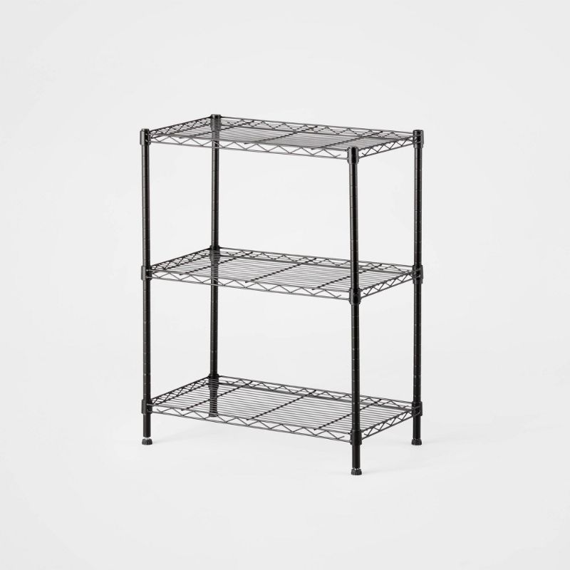 Photo 1 of 3 Tier Wire Shelving Black - Brightroom. OPEN BOX. PRIOR ASSEMBLY. 
