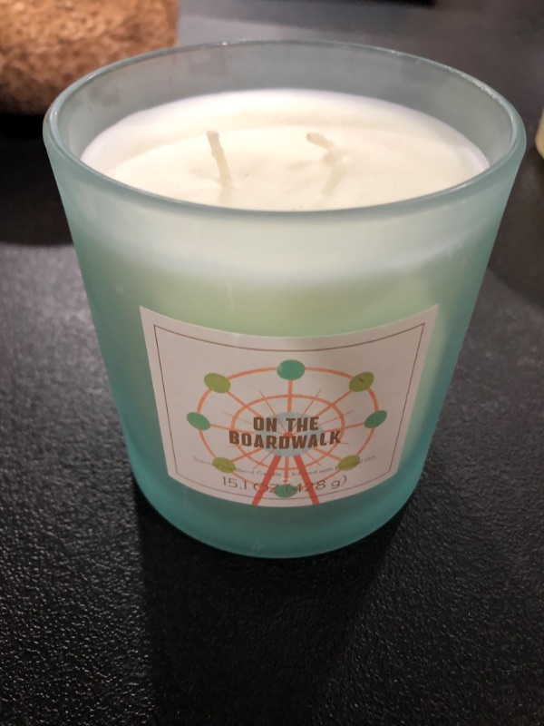 Photo 2 of 15oz Lidded Glass Jar 2-Wick Candle Ferris Wheel Graphic Label on the Boardwalk Light Mint Green - Opalhouse™
