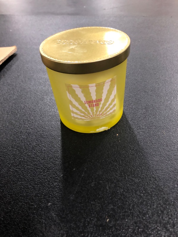 Photo 2 of 15oz Lidded Glass Jar 3-Wick Candle Sunshine Graphic Label Lemonade Stand Yellow - Opalhouse™
