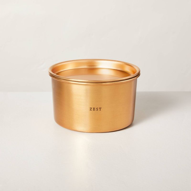 Photo 1 of 20oz Zest Lidded Metal Multi-Wick Candle Brass Finish - Hearth & Hand™ with Magnolia
