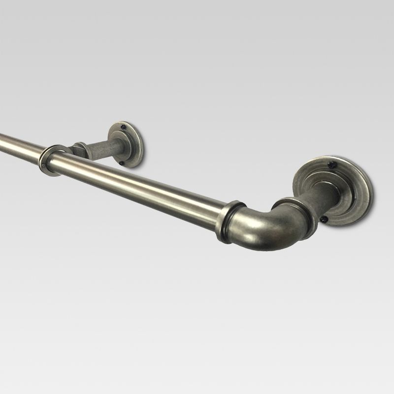 Photo 1 of 120"-170" Pipe French Curtain Rod Gray - Threshold™