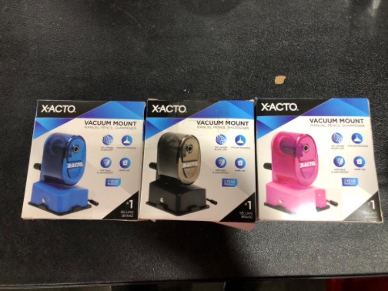 Photo 1 of 3 pack of X-ACTO Bulldog Manual Pencil Sharpener with Vacuum Mount Colors May Vary 1 Count
