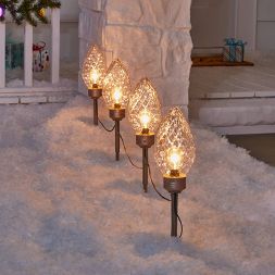 Photo 1 of 4pc Faceted C9 Big Bulb Pathway Light Clear with Champagne Base - Wondershop™

