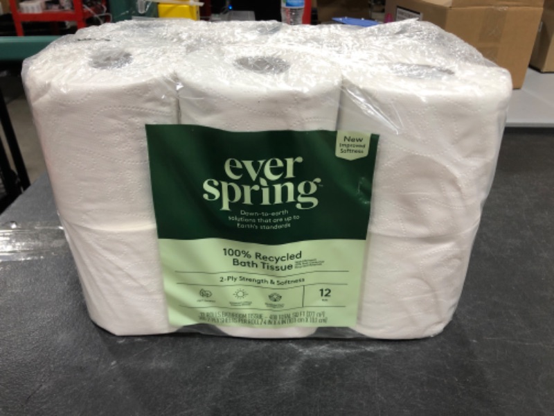 Photo 2 of 100% Recycled Toilet Paper - 12 Rolls - Everspring
